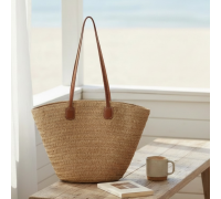 Beach Handbag Woven Straw Beige