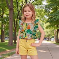 Girls Set Blouse Colorful + Shorts Yellow SET