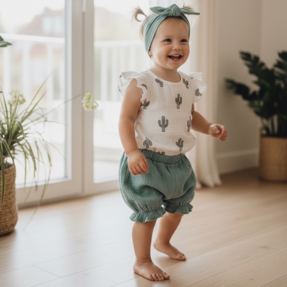 Newborn Overall Blue Cactus
