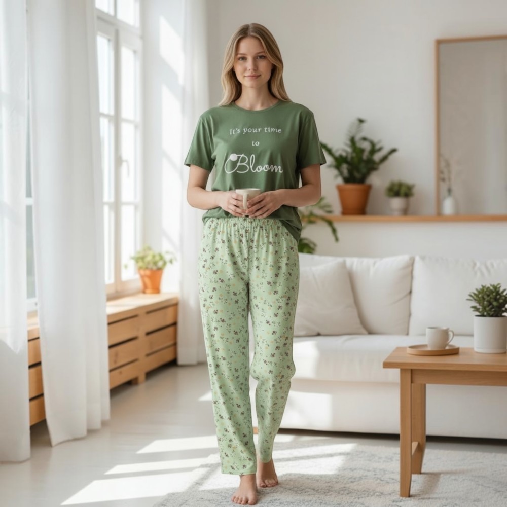 Woman Summer Pyjamas Pants Bloom