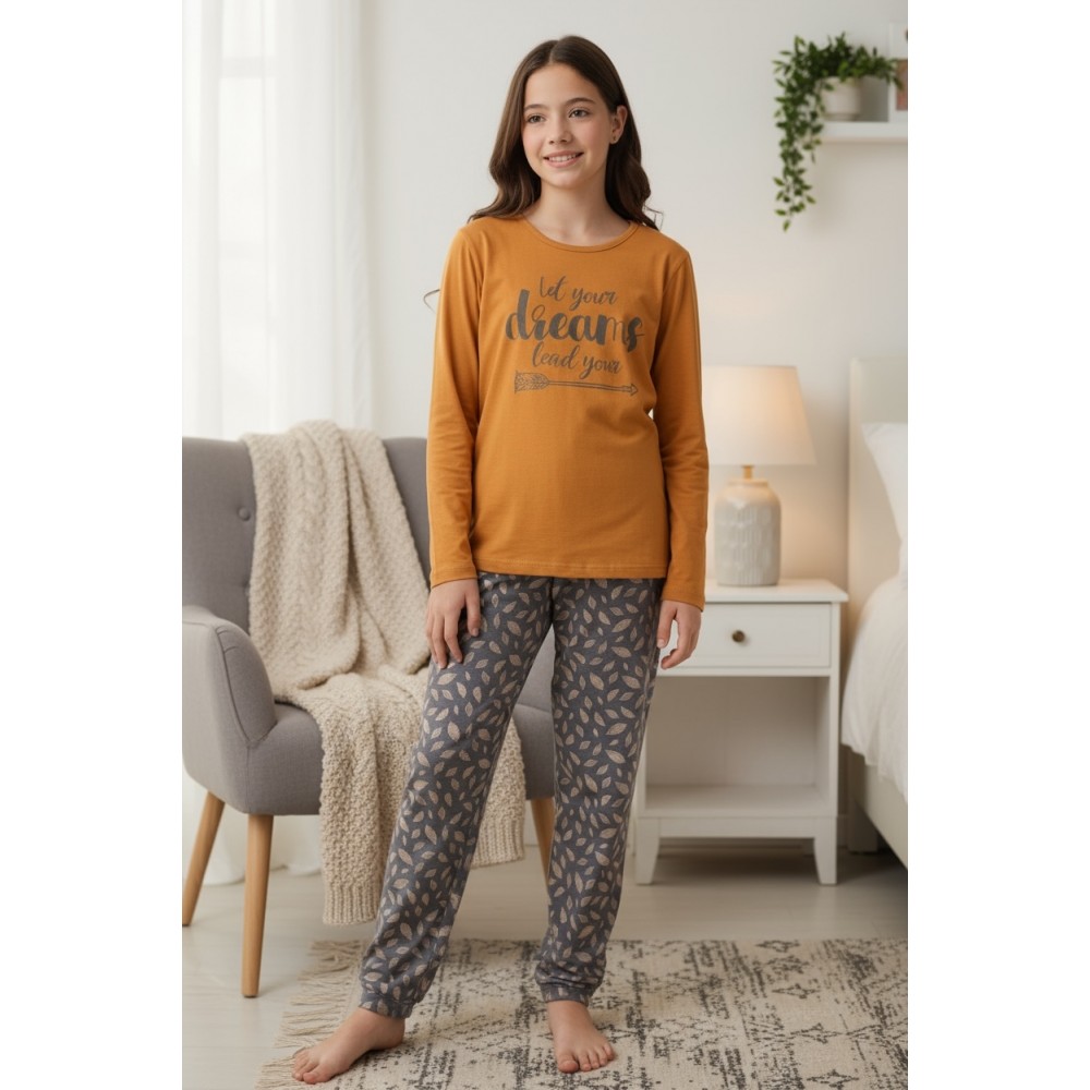 Kids Winter Pyjamas Let Your Dreams Lead You Camel