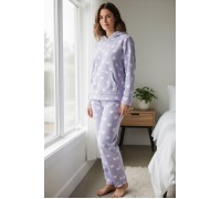 Woman Winter Pyjama Set Hearts Purple