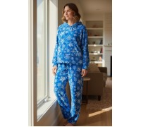 Woman Winter Pyjama Set Snowflakes Blue
