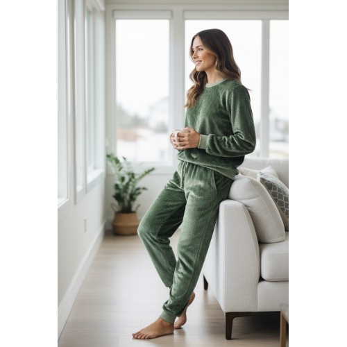 Woman Winter Pyjama Set Cozy Green Woman Winter Pyjama Set Cozy Green