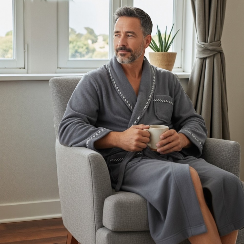 Men Winter Robe Classic Grey Men Winter Robe Classic Grey