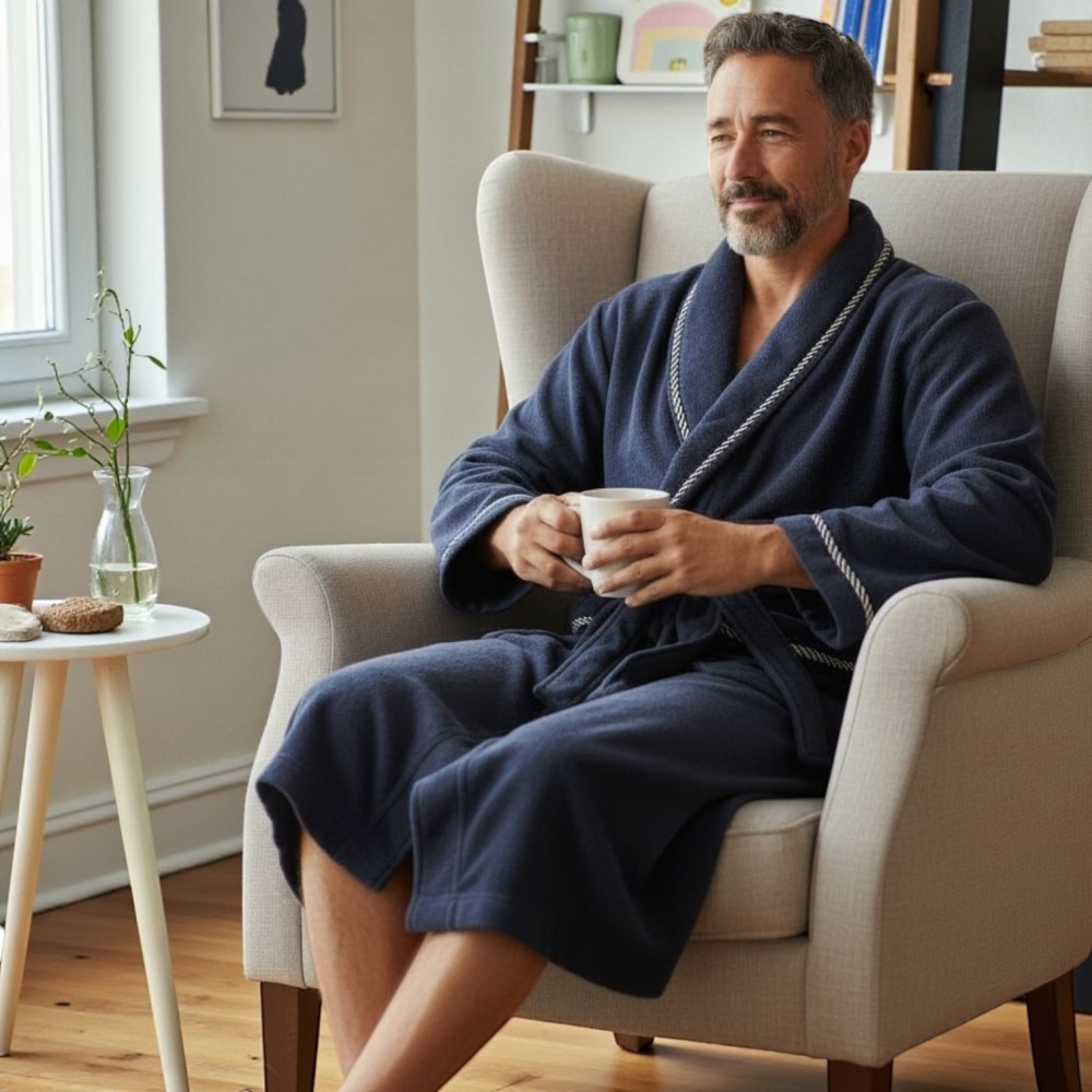 Men Winter Robe Classic Navy Men Winter Robe Classic Navy