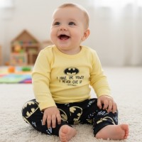 Newborn Pyjama Cotton Batman Yellow