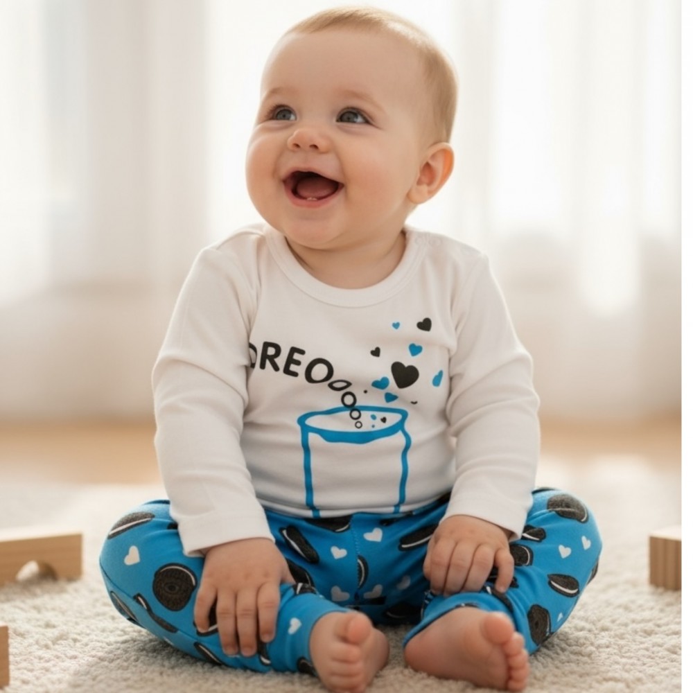 Newborn Pyjama Cotton Oreo Blue