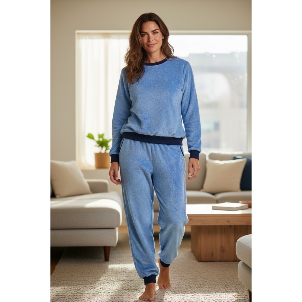 Woman Winter Pyjama Set Blue Bear Woman Winter Pyjama Set Blue Bear