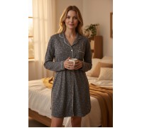 Woman Winter Dress Button Through Camel Leaves