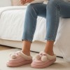Woman Winter Slippers Bow Beige