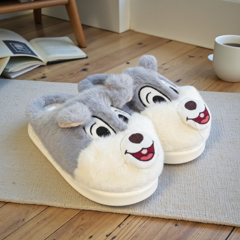 Woman Winter Slippers Rabbit Grey Woman Winter Slippers Rabbit Grey