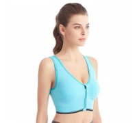 Front Zip Sports Bra Woman Push Up Blue