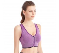 Front Zip Sports Bra Woman Push Up Mauve