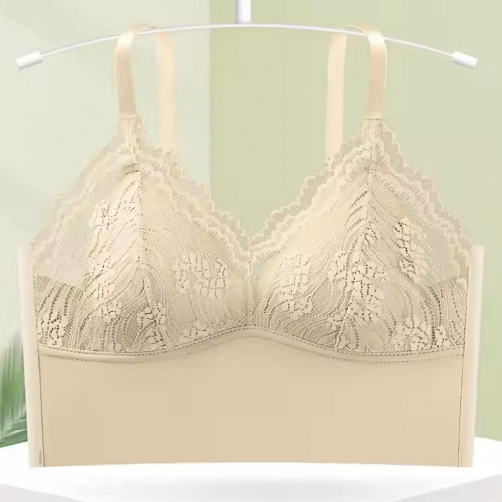 Woman Bra Beautiful Sling Lace Beige