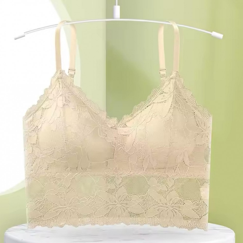 Woman Bra Beautiful Lace Underwear Beige