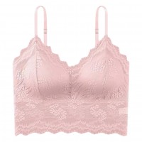 Woman Bra Crop Top Dentelle Pink