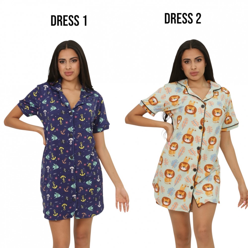 Woman Summer Pyjamas 2  Dresses -  Sea + Lion Green