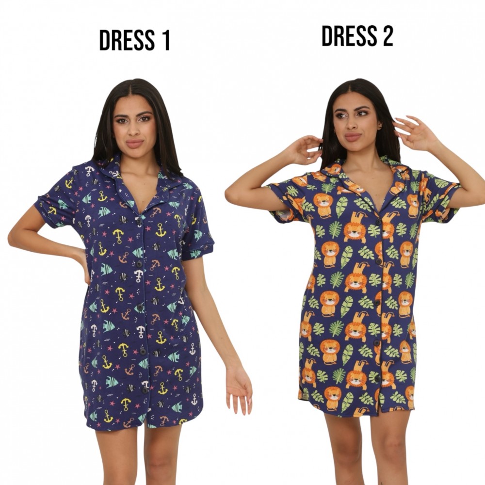 Woman Summer Pyjamas 2  Dresses -  Sea + Lion Navy