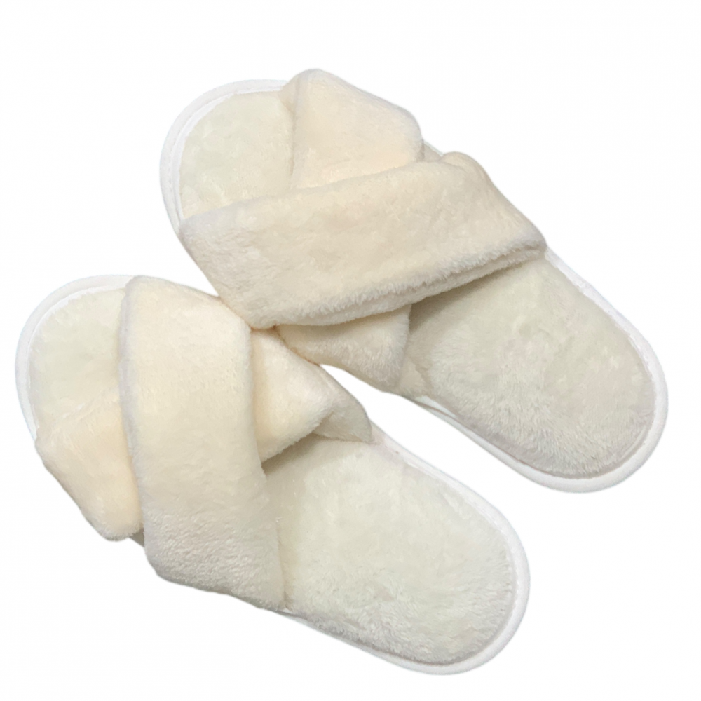 Woman Home Slippers Open Toe Beige