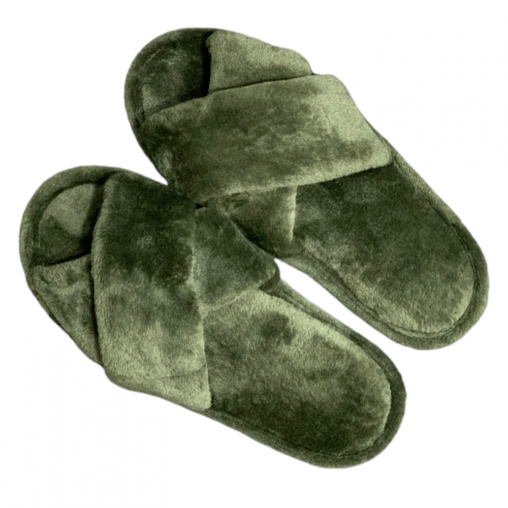 Woman Home Slippers Open Toe Green