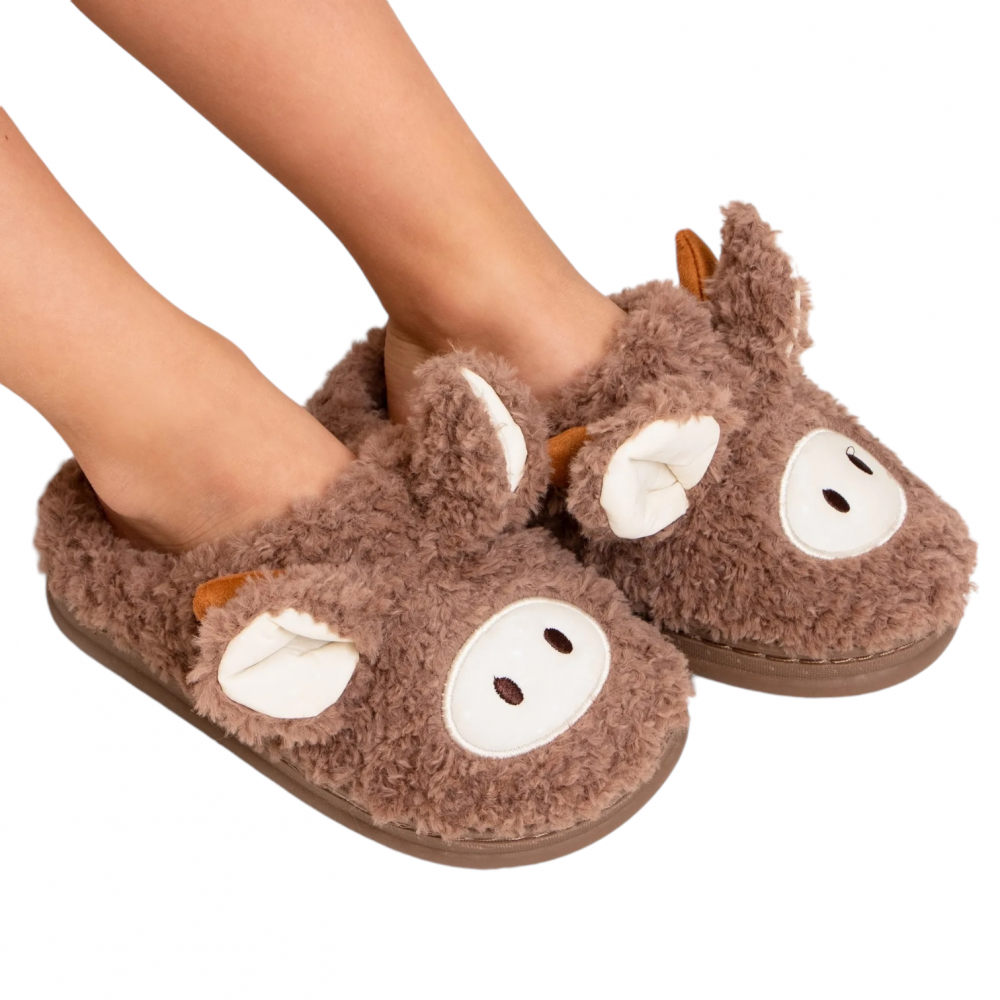 Kids Winter Slippers Sheep Brown