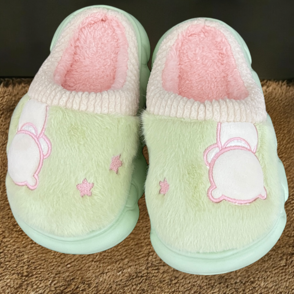 Kids Winter Slippers Bear Body Green