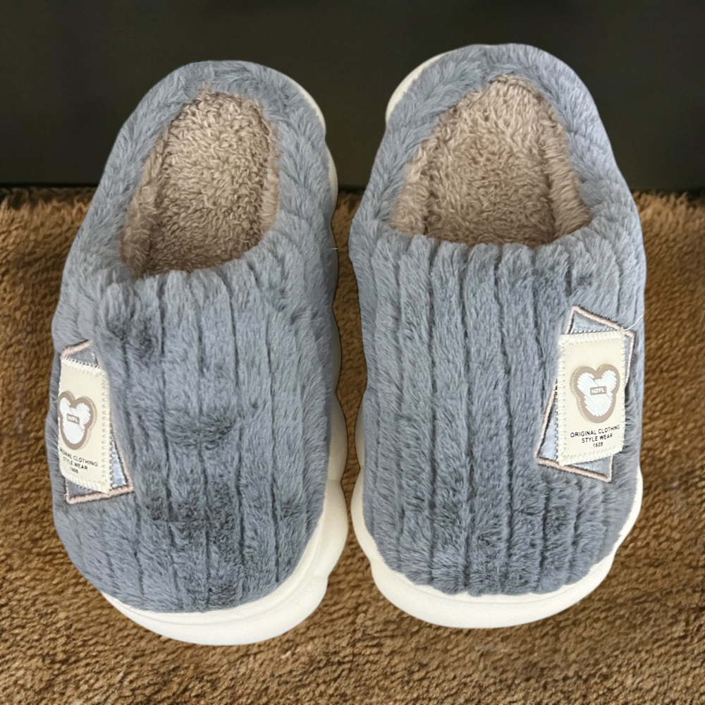 Kids Winter Slippers Bear Style Grey