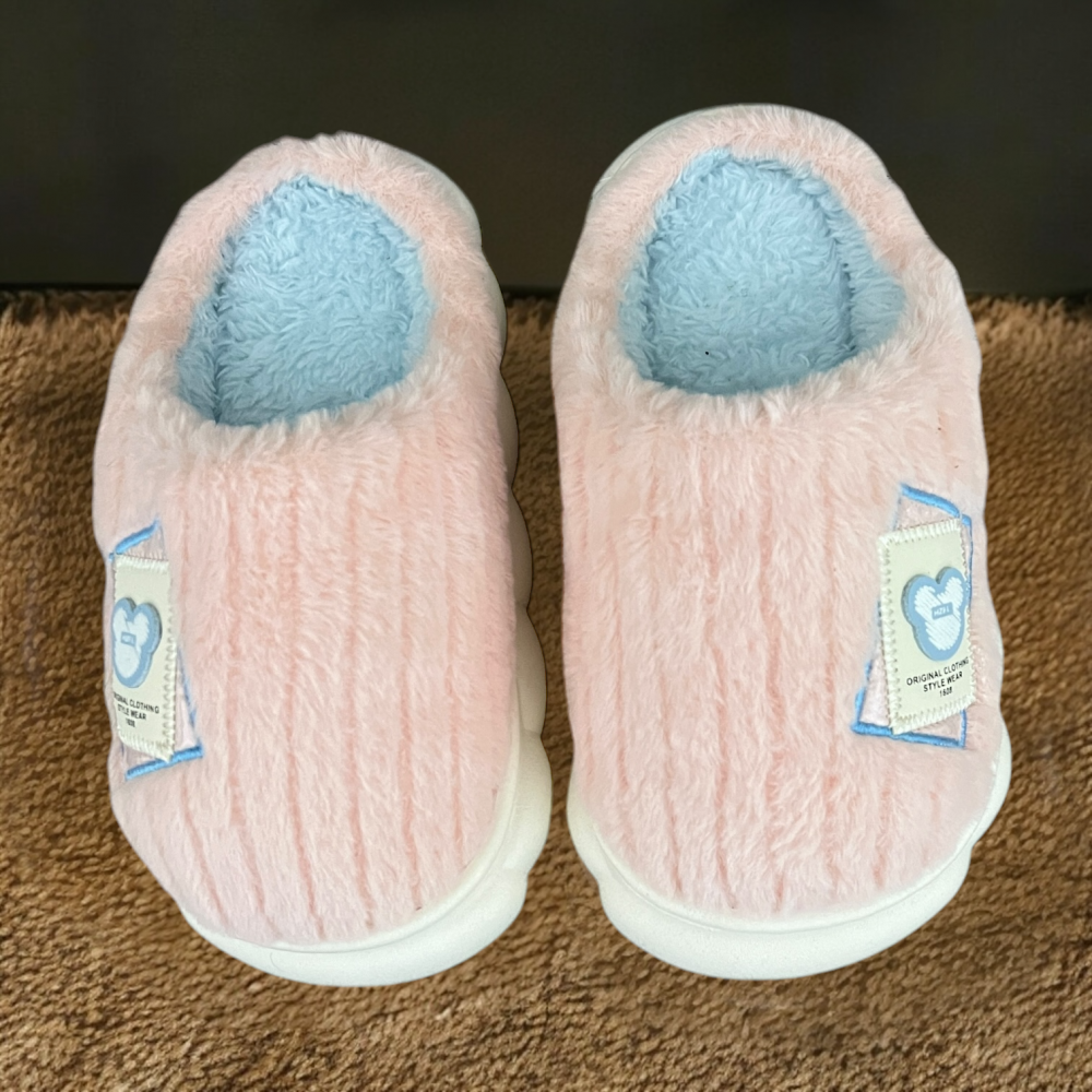 Kids Winter Slippers Bear Style Pink