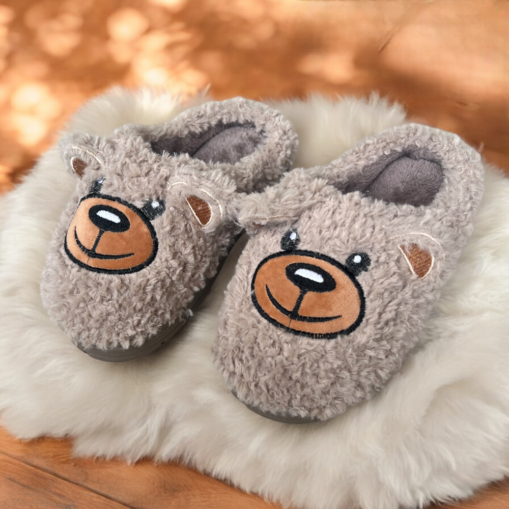 Kids Winter Slippers Bear Brown