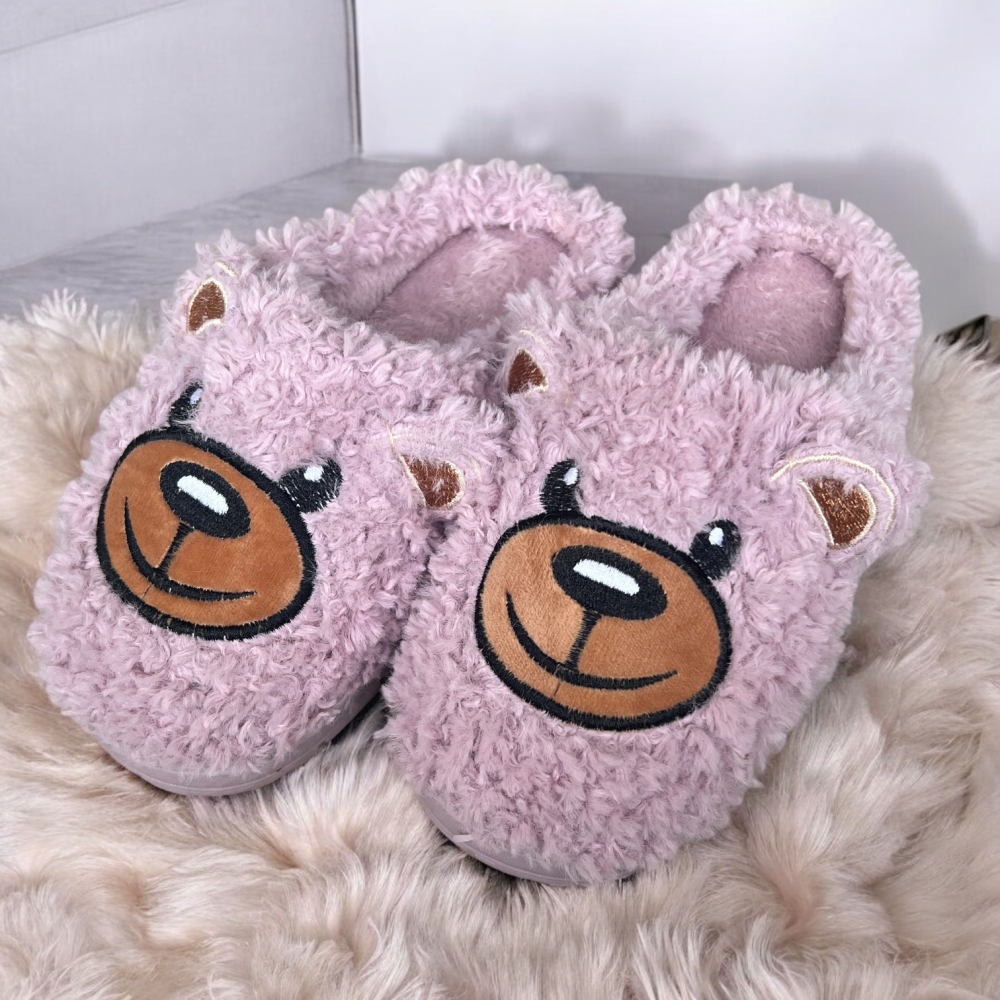 Kids Winter Slippers Bear Pink