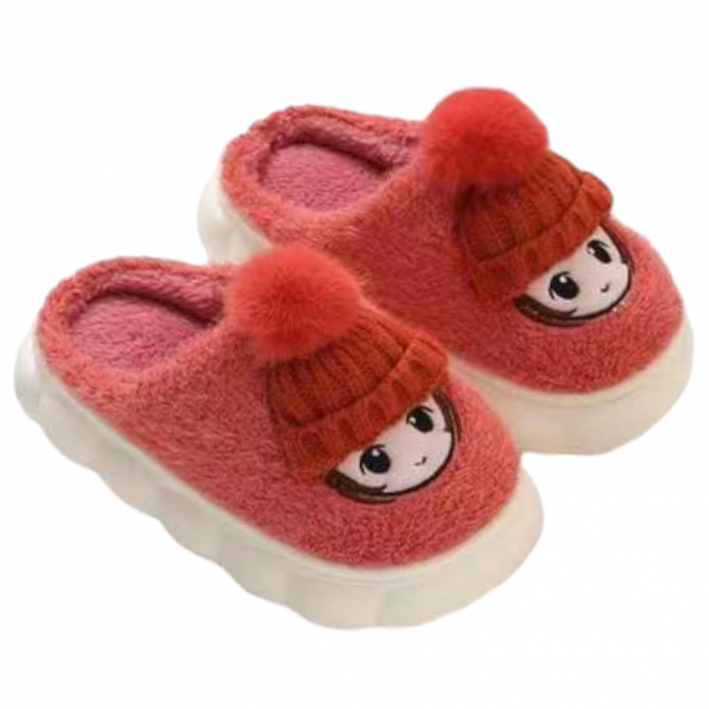 Kids Winter Slippers Cute Girl Coral