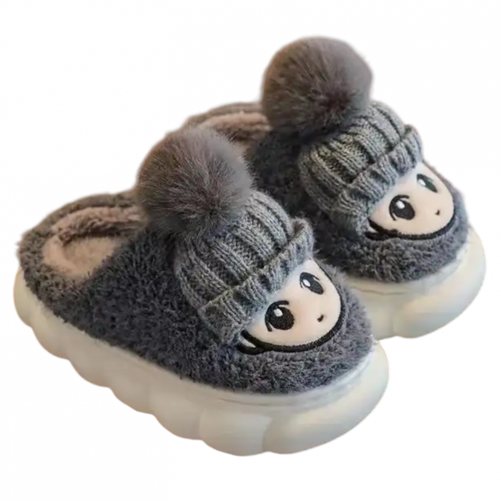 Kids Winter Slippers Cute Girl Grey