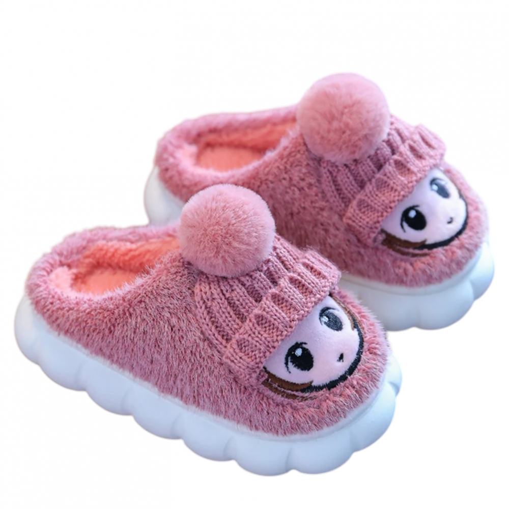 Kids Winter Slippers Cute Girl Pink