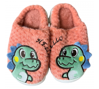 Kids Winter Slippers Dino Coral