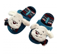 Kids Winter Slippers Dog Blue