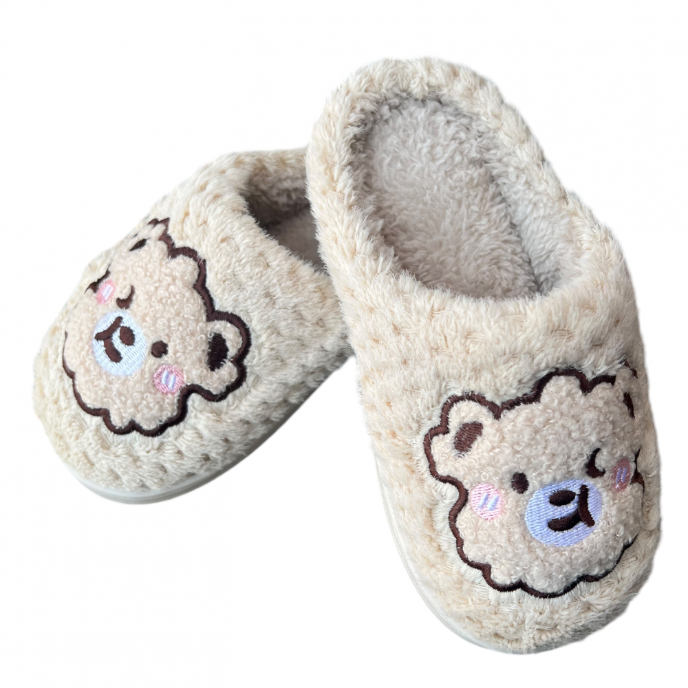 Kids Winter Slippers Sheep Face Beige