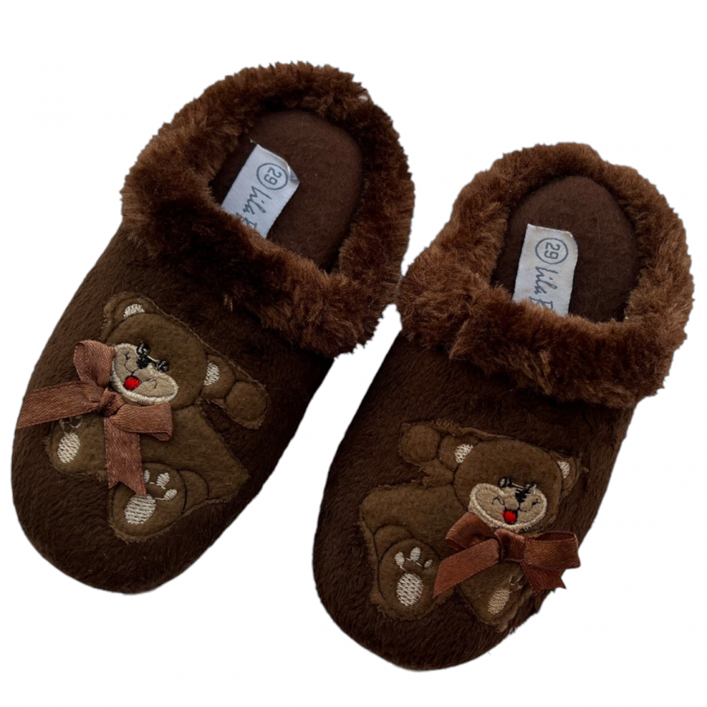 Kids Winter Slippers - Teddy Bear Brown