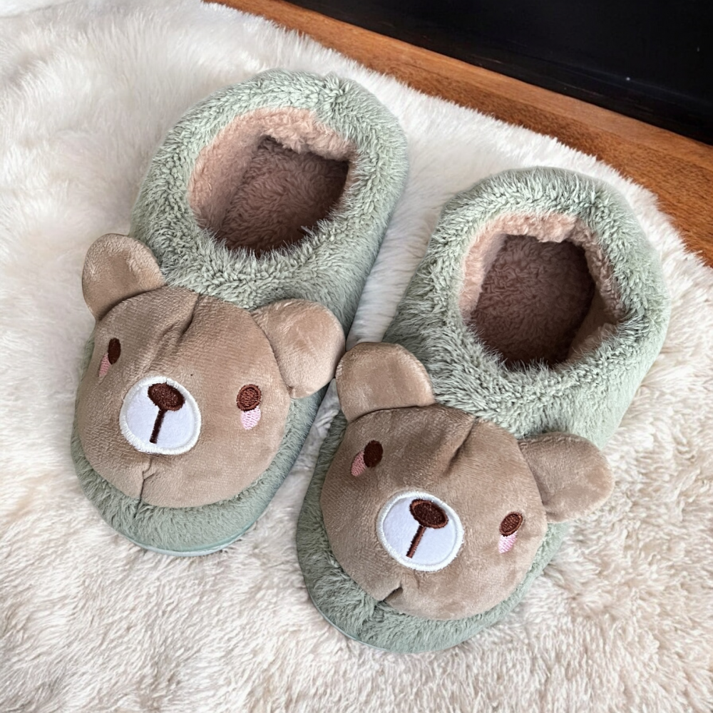 Kids Winter Slippers - Mouse Green