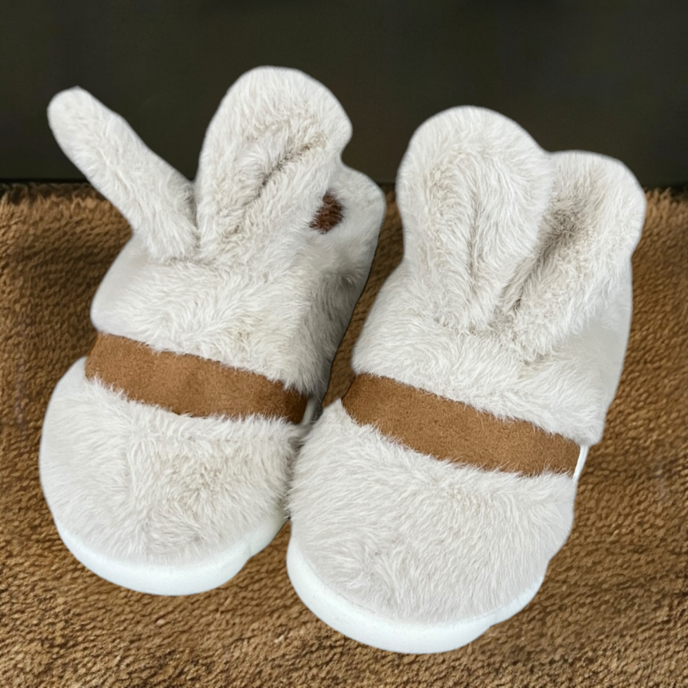 Kids Winter Slippers Rabbit Beige