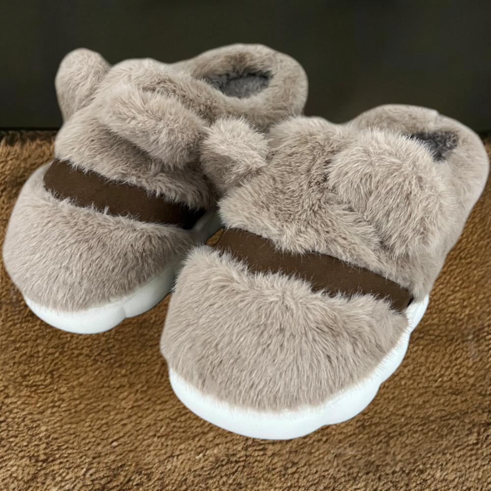 Kids Winter Slippers Rabbit Brown