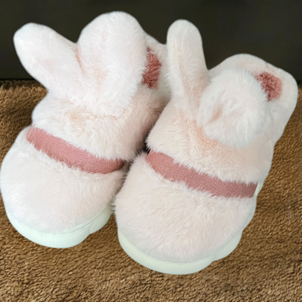 Kids Winter Slippers Rabbit Pink