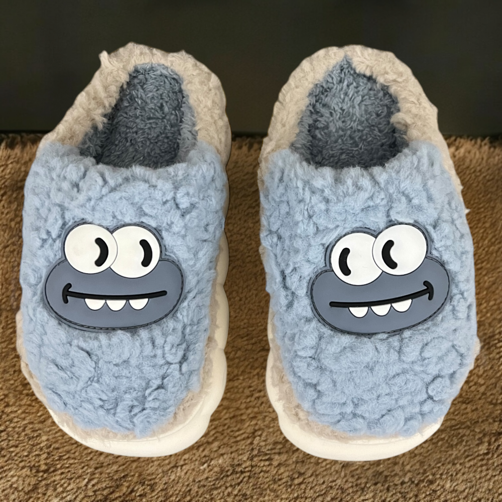 Kids Winter Slippers Smiling Sheep Blue