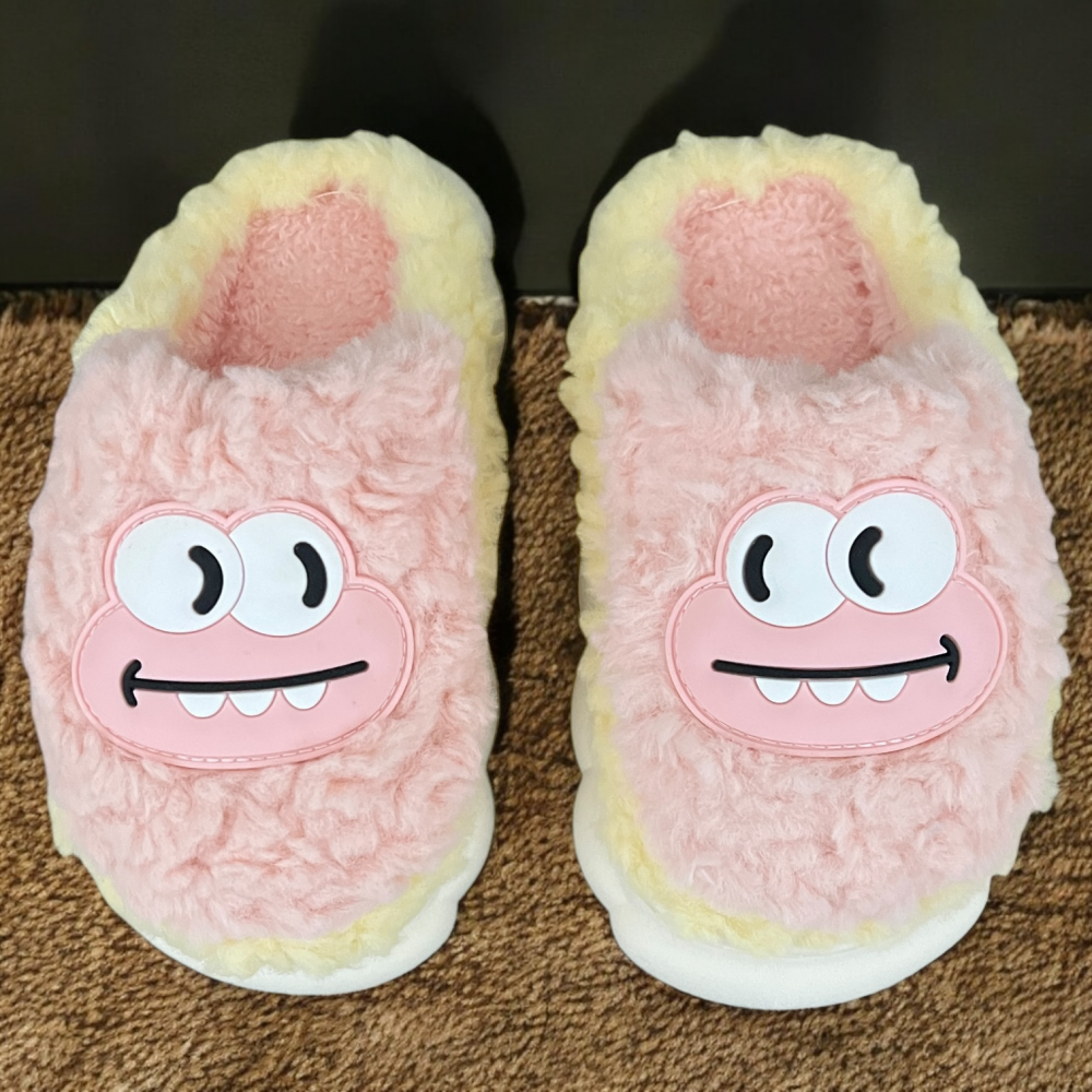 Kids Winter Slippers Smiling Sheep Pink