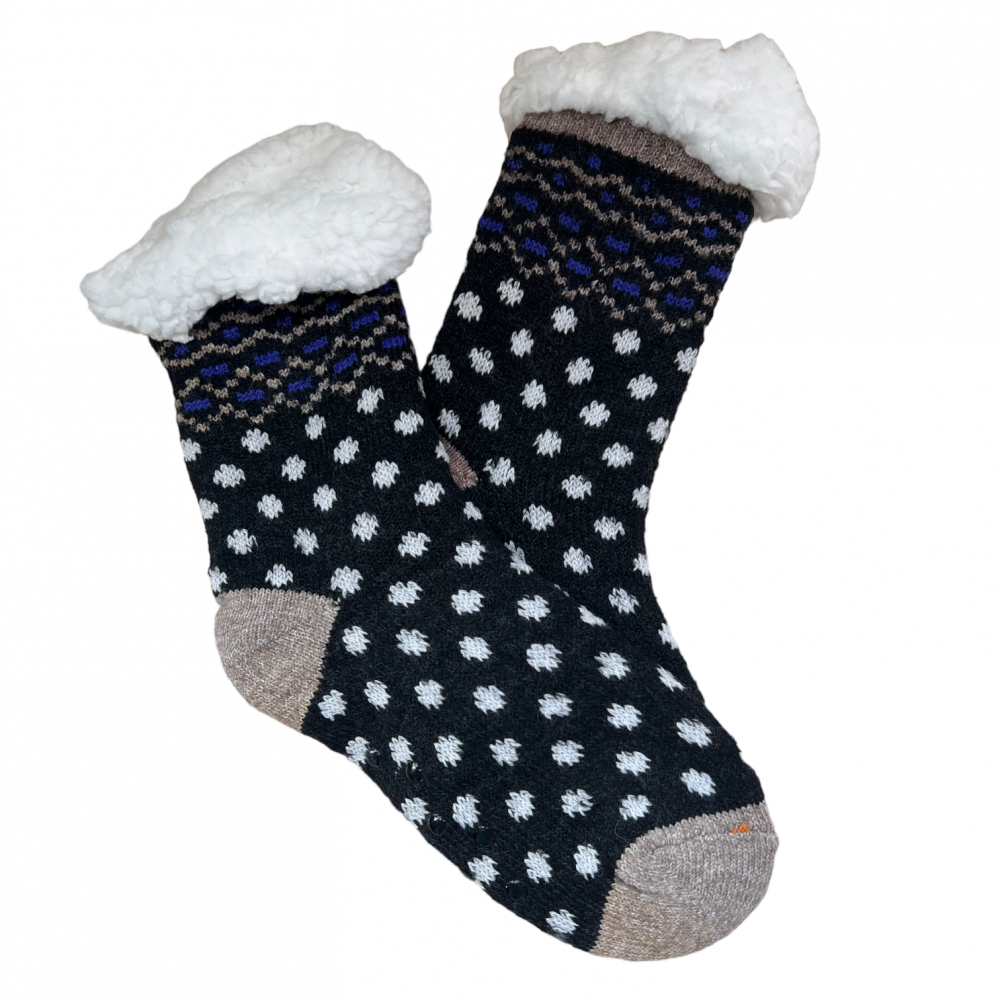 Kids Home Winter Socks Dots Black