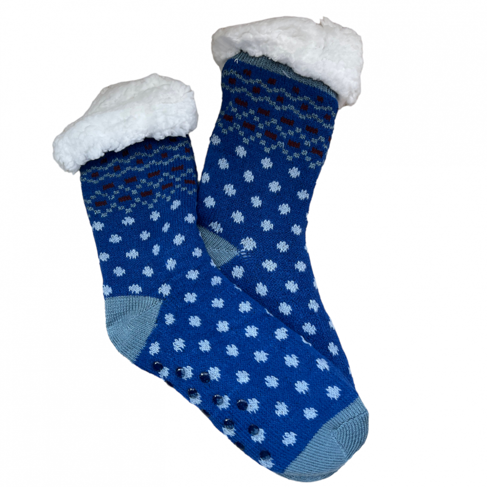 Kids Home Winter Socks Dots Blue