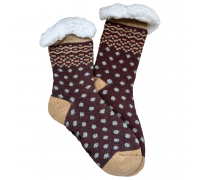 Kids Home Winter Socks Dots Brown