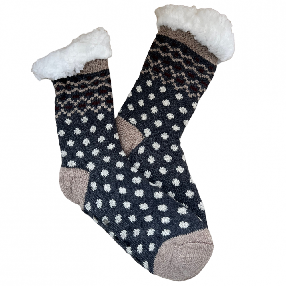 Kids Home Winter Socks Dots Dark Grey