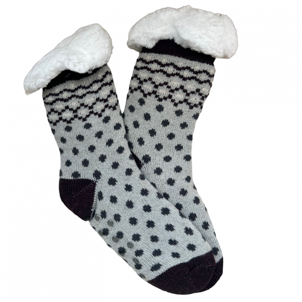 Kids Home Winter Socks Dots Grey