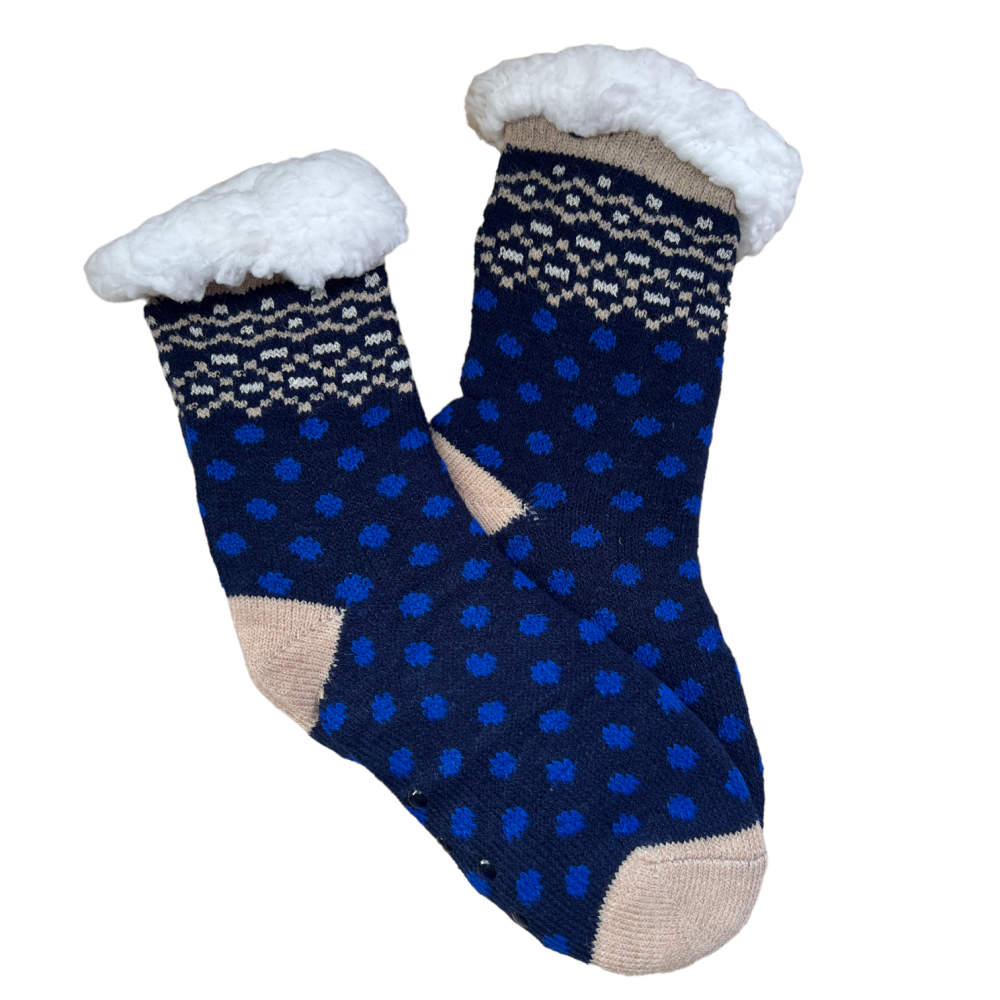 Kids Home Winter Socks Dots Navy